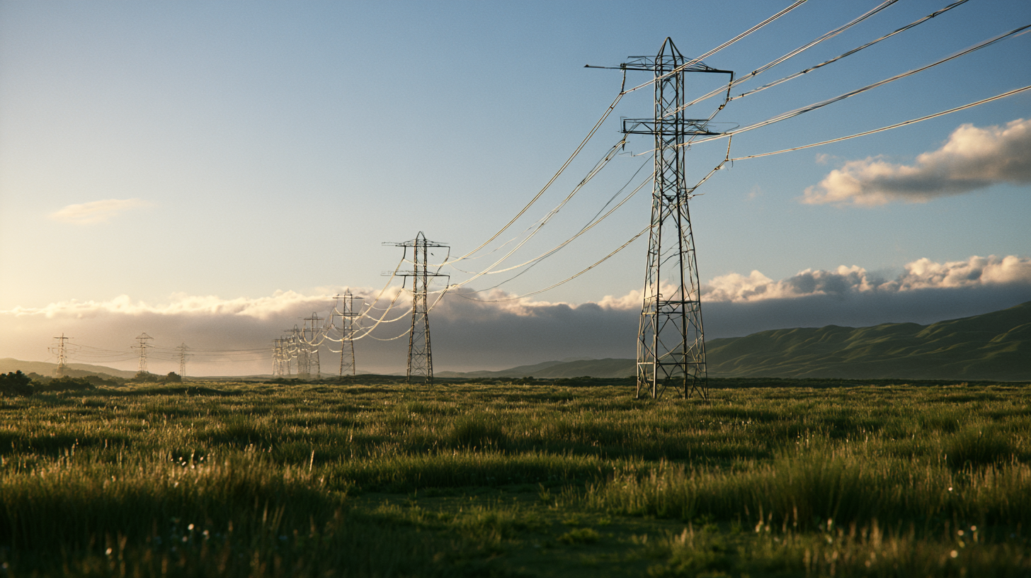 Transmission line at dusk